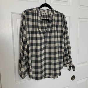 Lucky Brand Plaid Top - Grey/White